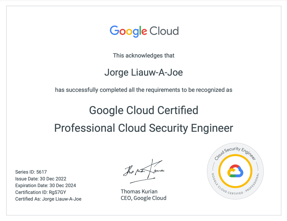 Certified Google Cloud Professional Cloud Security Engineer